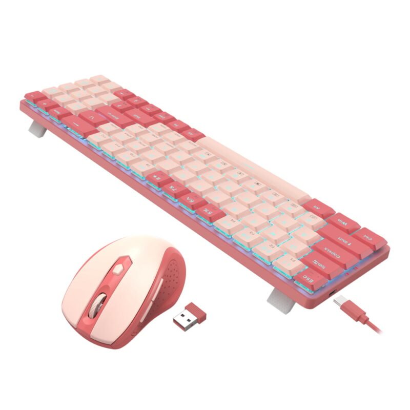 Redragon BS8772 Wireless Keyboard and Mouse Combo - Red/Pink