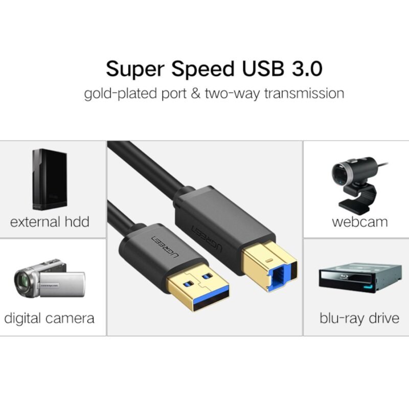 UGREEN US210 USB-A Printer Cable 2M - Black