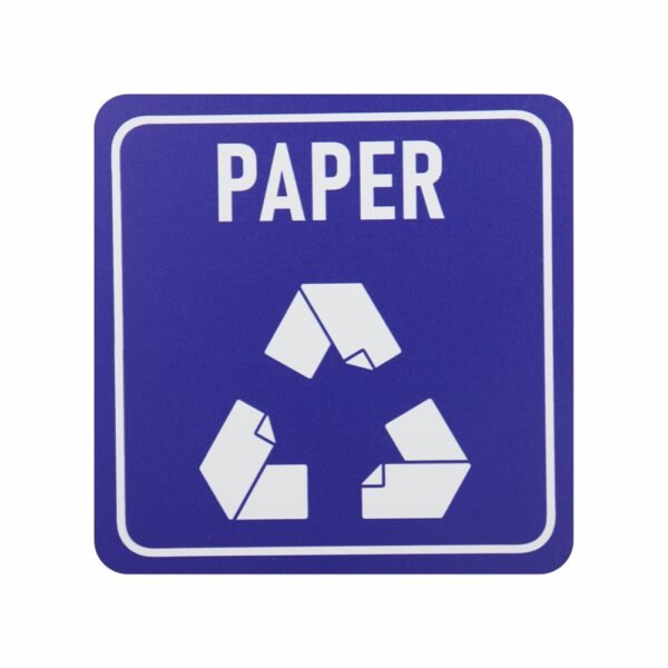 SIGN SYMBOLIC BLUE PRINTED PAPER ONLY RECYCLE SIGN ON WHITE ACP 150*150mm