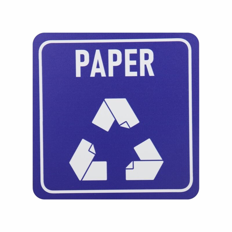 SIGN SYMBOLIC BLUE PRINTED PAPER ONLY RECYCLE SIGN ON WHITE ACP 150*150mm