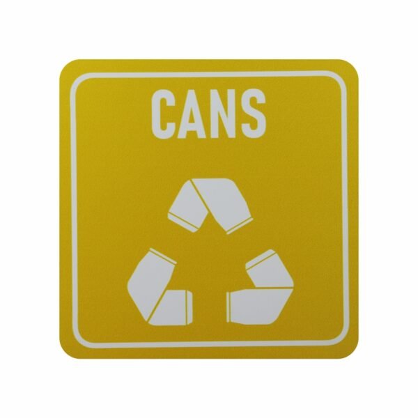 SIGN SYMBOLIC YELLOW PRINTED CANS ONLY RECYCLE SIGN ON WHITE ACP 150*150mm