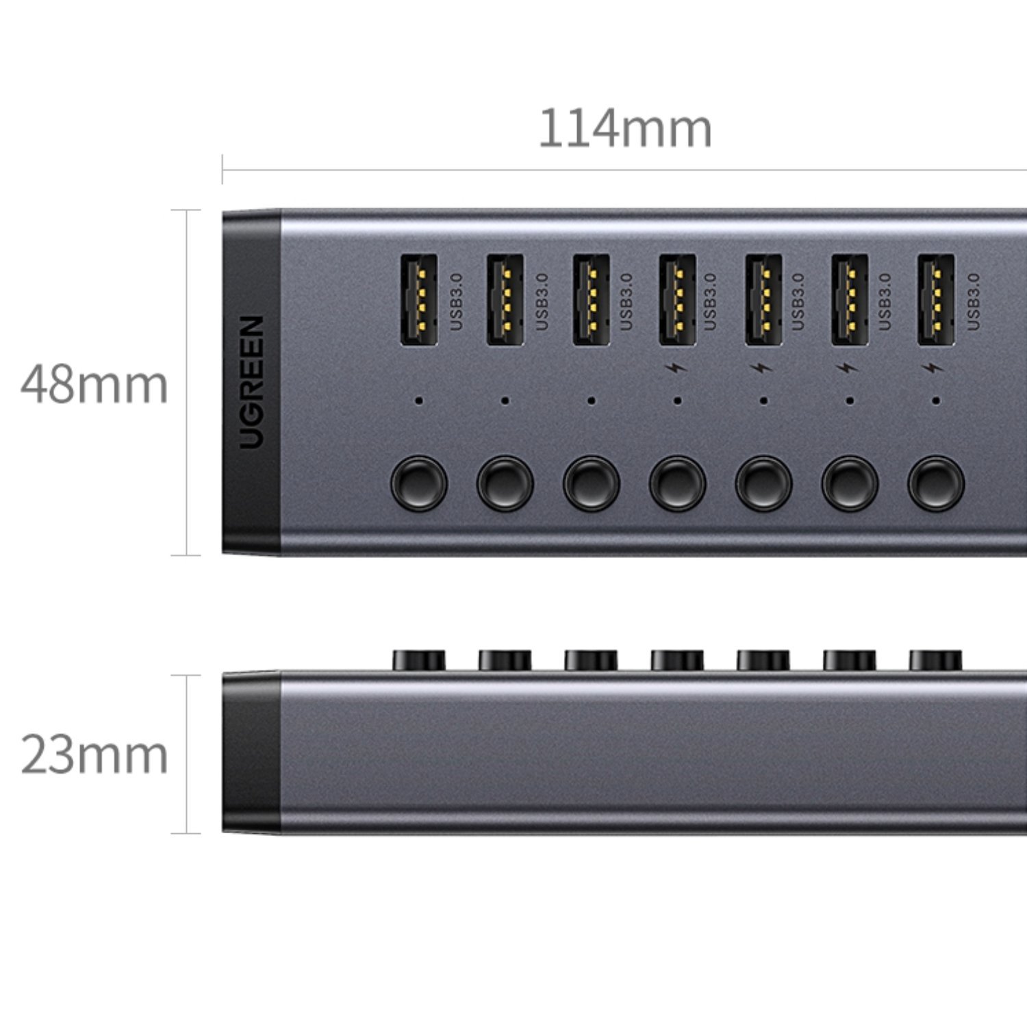 UGREEN 7 in 1 USB 3.0 Hub-Grey - Image 4