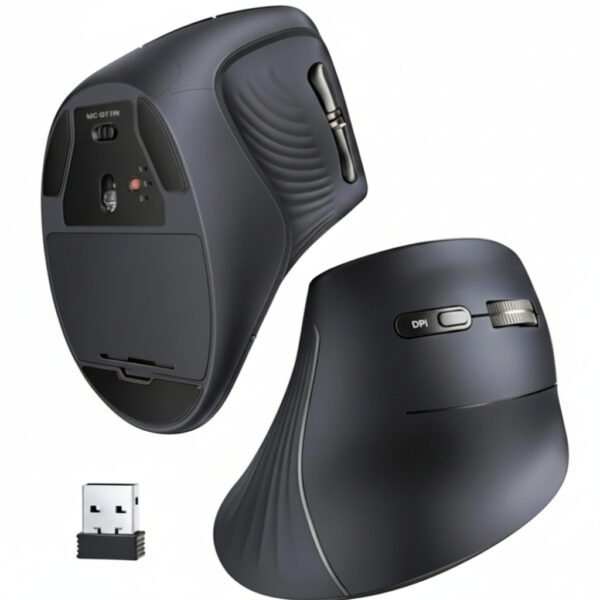UGREEN Multi-Mode Vertical Mouse Bluetooth and 2.4G Wireless–Black