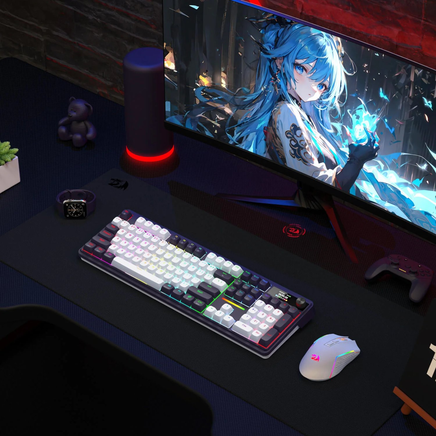 Redragon K762WB-RGB-PRO LCD Full-size Gasket Mechanical Keyboard - Black - Image 6