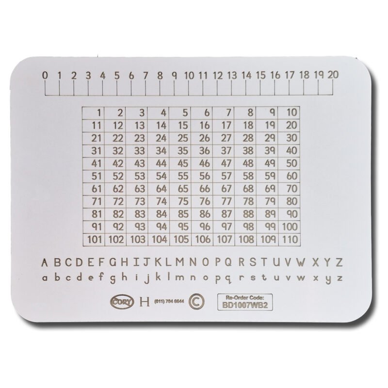 WRITING SLATE 1-110 NUMBER CHART
