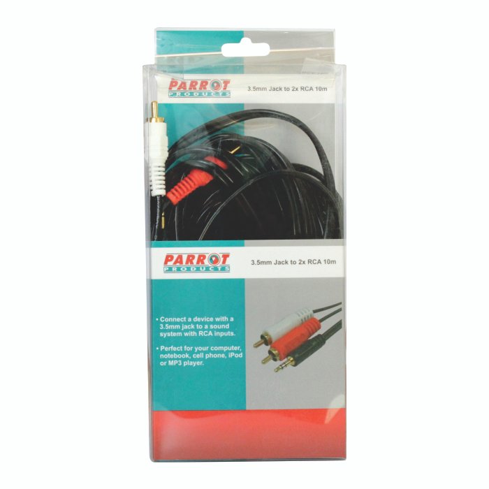 3.5mm Audio Jack to Two Male RCA cable (10 Meters)