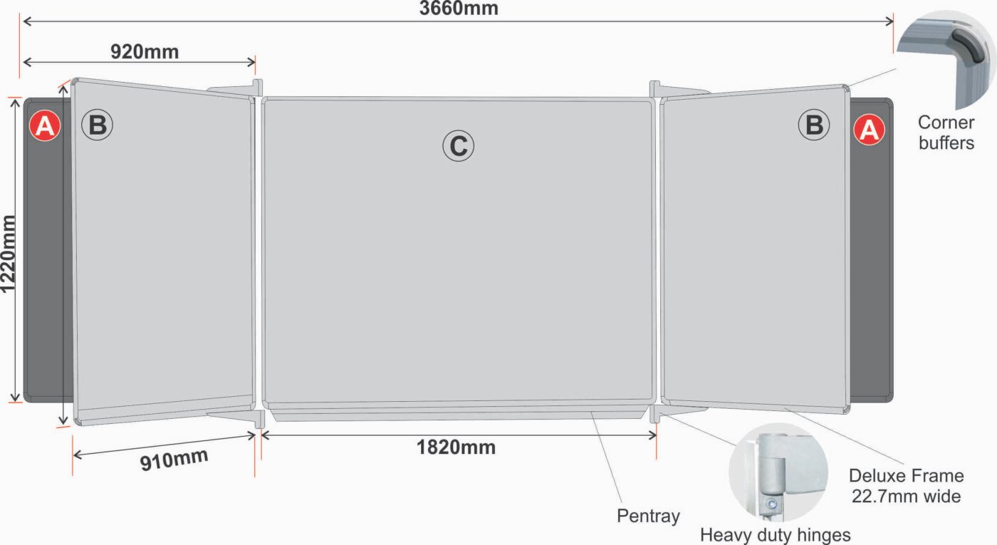 Educational Board Magnetic Whiteboard (1220*1220 - White Squares. Side Panel - Option A)
