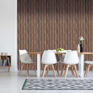 Natural Walnut Slatted Wall Panel 600 X 2400mm