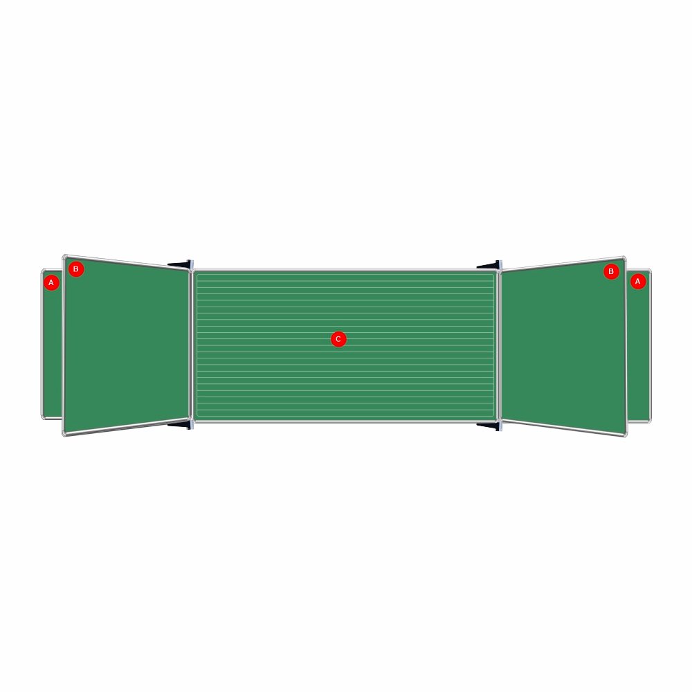 Educational Board Non-Magnetic Chalkboard (2420*1220 – Lines – Centre Panel – Option C)