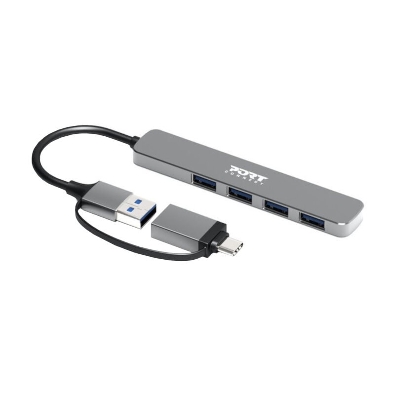 Port Connect USB Type-C to 4-port USB-A 3.0 Hub