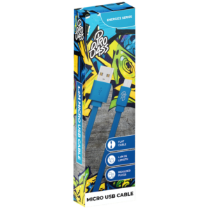 Pro Bass Energize Series Packaged Micro USB Cable - Blue 1.2m - Image 3