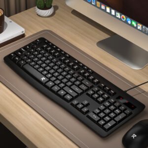 Redragon BK-7366 Full-size Ergonomic Wired Membrane Office Keyboard - Black - Image 5