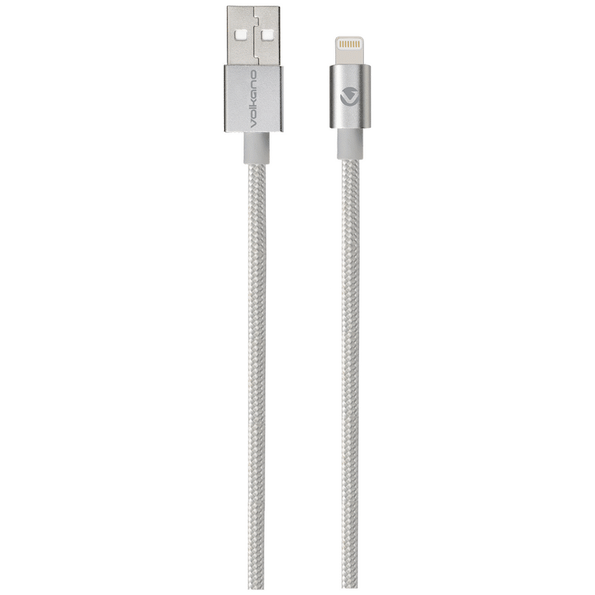Volkano Strike Series 1.2m MFI Lightning Charge/Data Cable - Silver - Image 1
