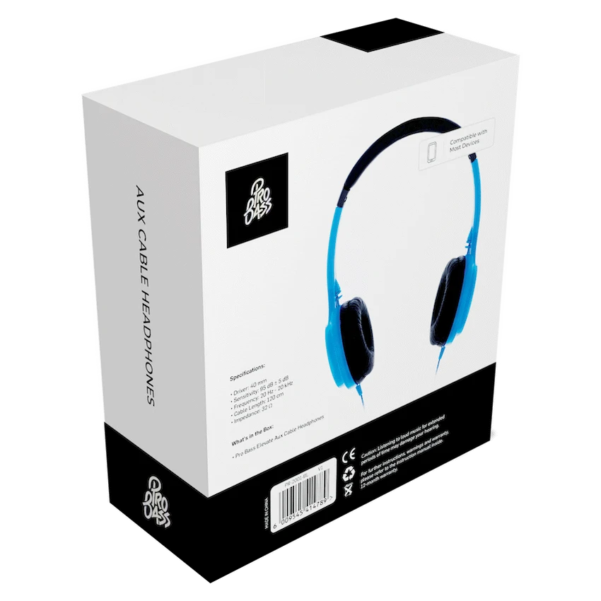 Pro Bass Elevate Series Auxiliary Headphone - Blue - Image 3