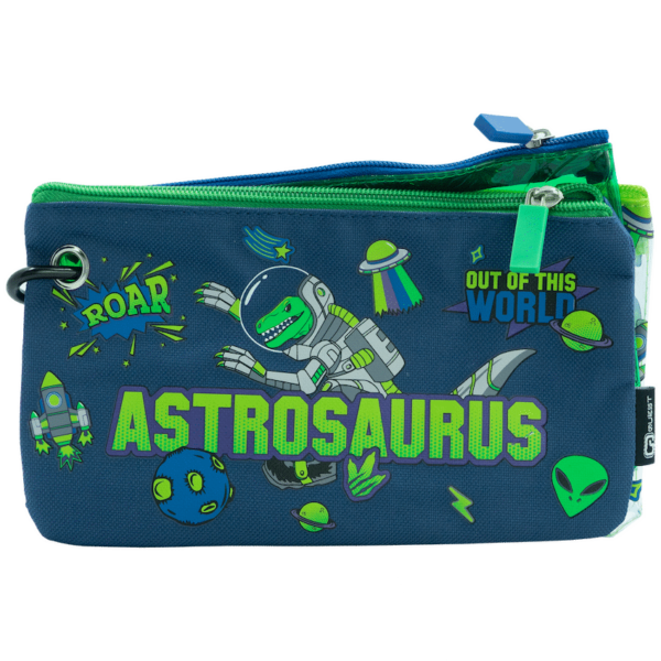 Quest 3 Piece Pencil Case Set - Astrosaurus - Green