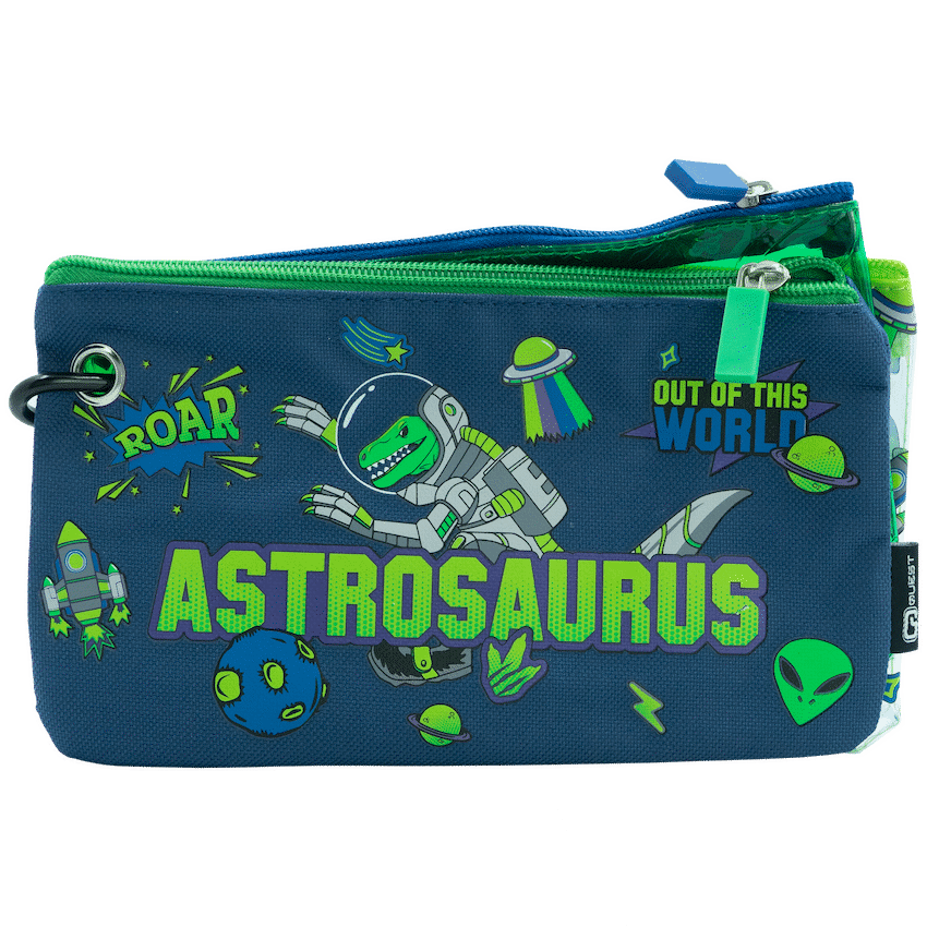 Quest 3 Piece Pencil Case Set - Astrosaurus - Green - Image 1