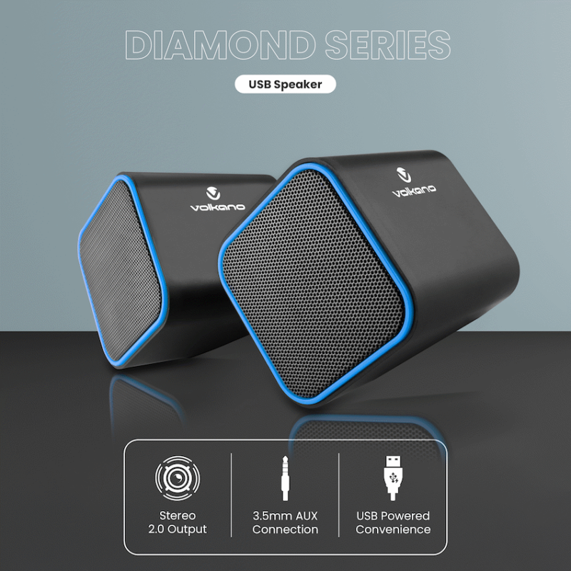 Volkano Diamond Series USB Speaker - Blue