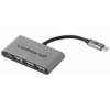 VolkanoX Core Hub series USB Type C to 3x USB 3.0 plus Power - 10cm - Charcoal