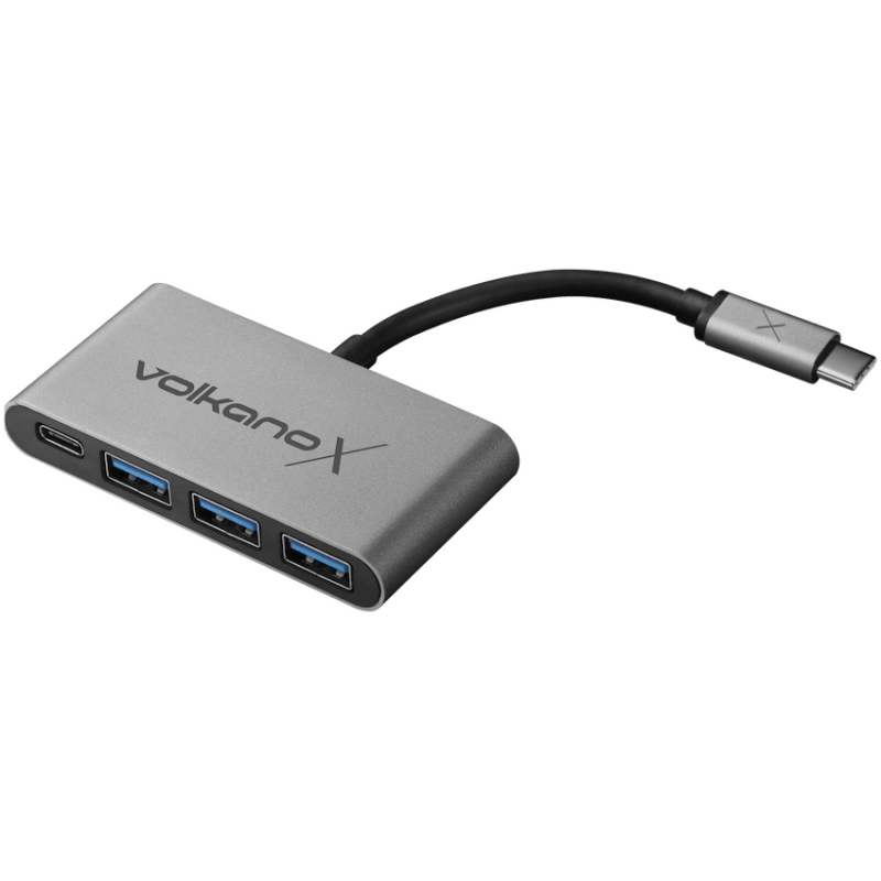 VolkanoX Core Hub series USB Type C to 3x USB 3.0 plus Power - 10cm - Charcoal