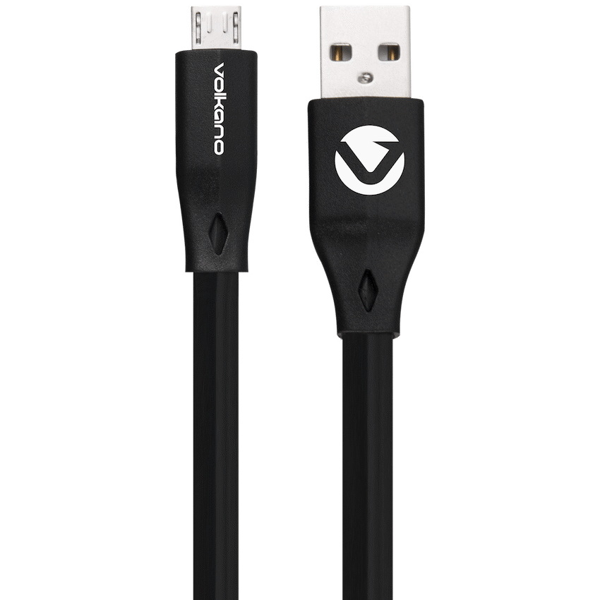 Volkano Slim Series Flat PVC Micro USB Cable 1.2m - Black - Image 1