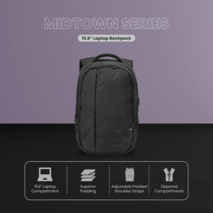 Volkano Midtown 15.6" Laptop Backpack - Black - Image 4