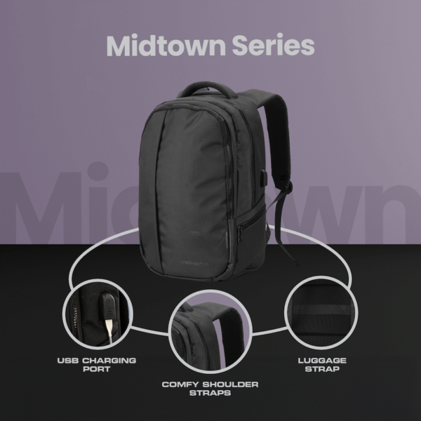 Volkano Midtown 15.6" Laptop Backpack - Black