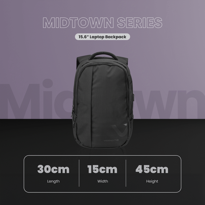 Volkano Midtown 15.6" Laptop Backpack - Black - Image 7