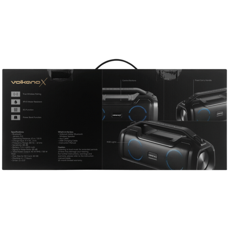 VolkanoX Adder Series Bluetooth Speaker - Black