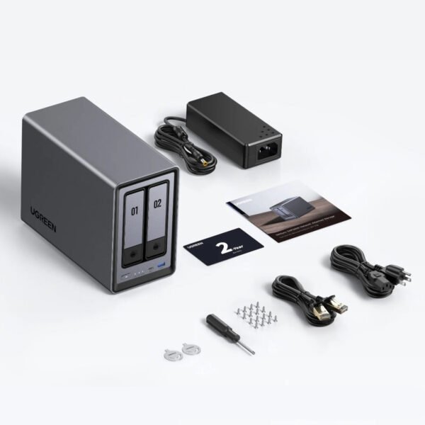 UGreen NASync DXP2800 2 Bay NAS with Seagate Ironwolf NAS 8TB SATA Hard Drive Bundle (2x 4TB)