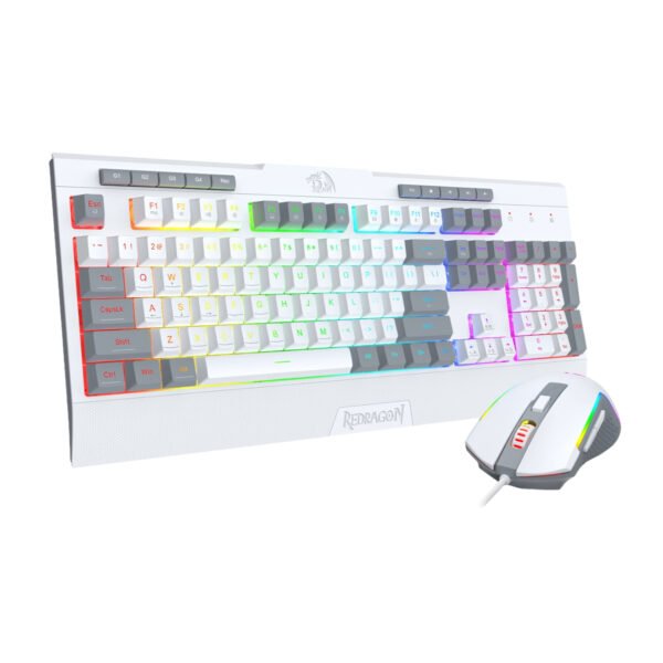 Redragon S151 Wired RGB Gaming Keyboard and Mouse Combo - White and Grey