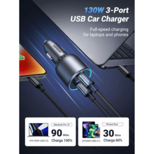 UGREEN 130W USB-C 3-port Car Charger - Image 9
