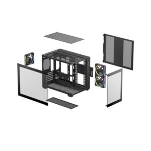 Deepcool CG330 3F Panoramic Dual-Chamber Micro-ATX Gaming Chassis - Black - Image 12