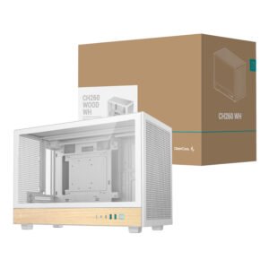 Alternative view of DeepCool CH260 Wood mATX Gaming Chassis White