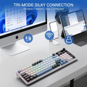 Alternative view of Redragon K719WGB GALATIN RGB PRO Full sized Wireless Gaming Keyboard - White