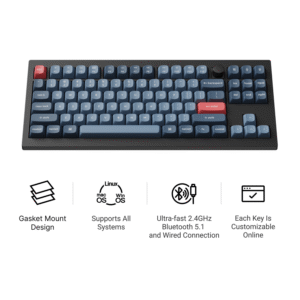 Keychron V3 Max QMK/VIA 80% Wireless Custom Mechanical Keyboard (Brown Switch) – Carbon Black - Image 2