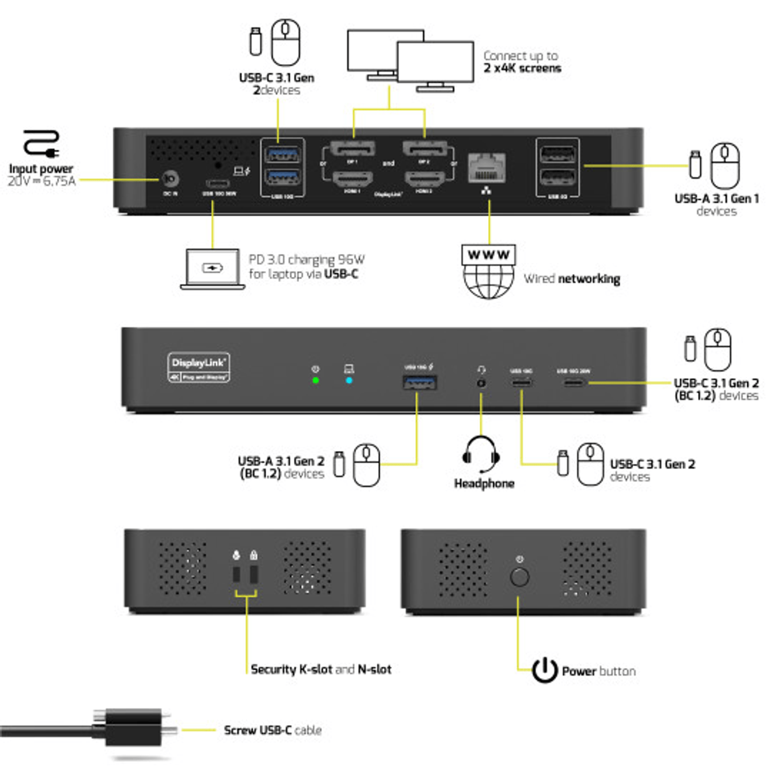 PORT2 x 4K USB-C desktop docking station 11 peripherals 96W - Image 10