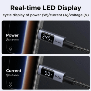 UGREEN 240W USB Type-C Cable with LED Display 2M - Image 4