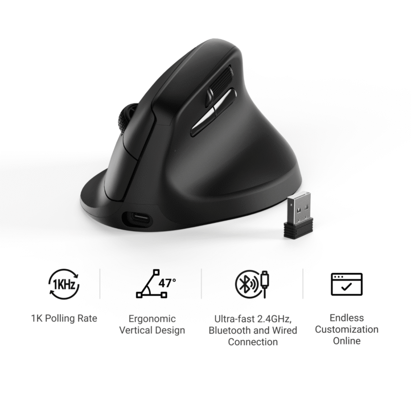 Keychron M5-A29 1K Wireless Mouse (BT/2.4GHz/Wired) - Black