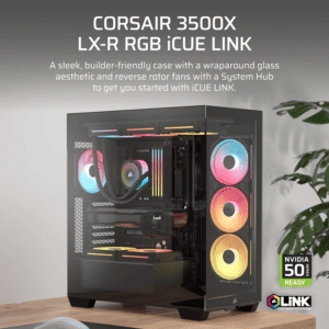 Alternative view of Corsair 3500X LX-R RGB iCUE LINK Mid-Tower PC Case - Black