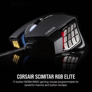 Corsair SCIMITAR RGB ELITE Optical 18 000 DPI MOBA/MMO Gaming Mouse - Black - Image 3