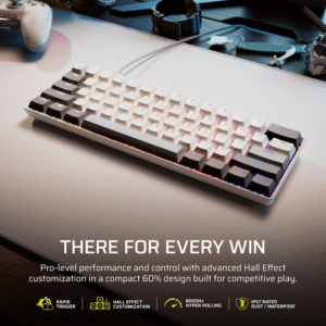 Alternative view of Corsair CLIPPER PRO MINI 60 Hall Effect Gaming Keyboard – White