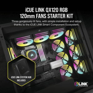 Corsair iCUE LINK QX120 RGB 120mm PWM PC Fans Starter Kit with iCUE LINK System Hub - Image 5
