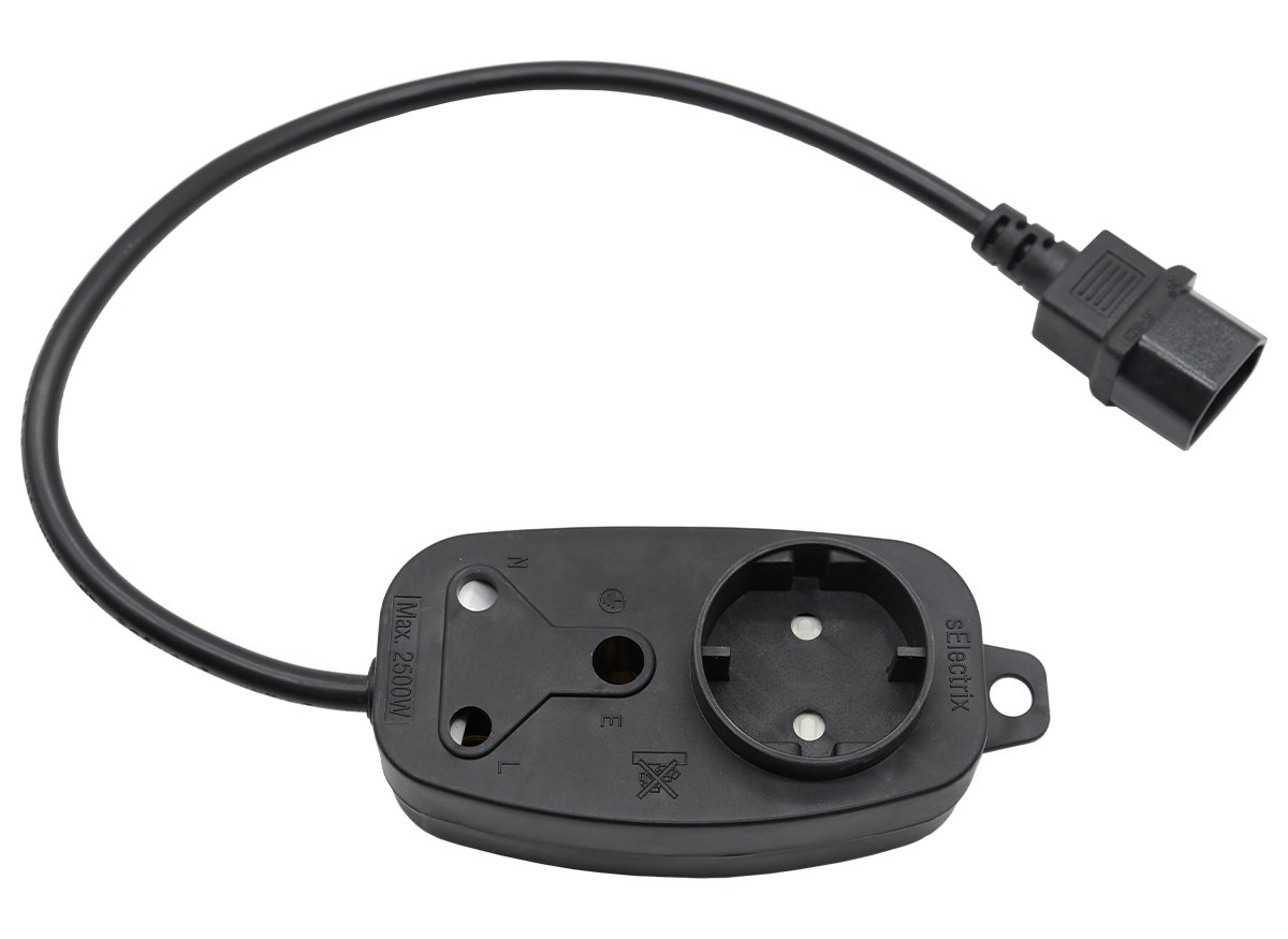 Multi Plug 1x16A 1x5A 0.5m IEC Cord Black