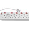 Multi Plug 5x16A 5x5A 0.5m Cord Switched White