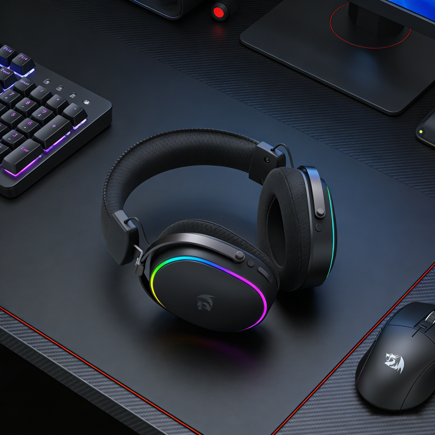Redragon FURY WRS Over-Ear Wireless Gaming Headset - Black - Image 7