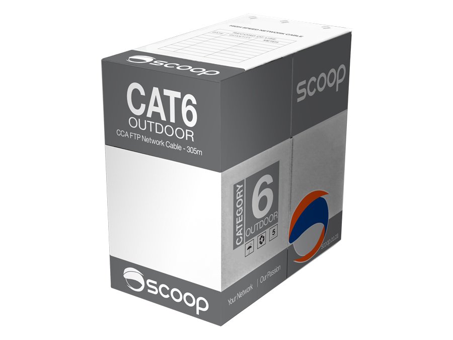 Scoop 305m Box CAT6 Outdoor FTP CCA Cable