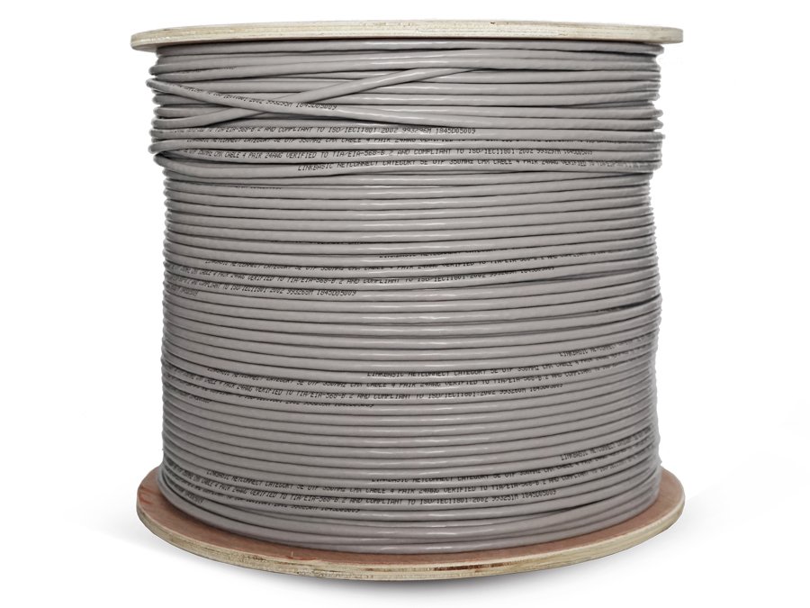 Linkbasic 500m Drum Cat5e Solid Grey UTP Cable